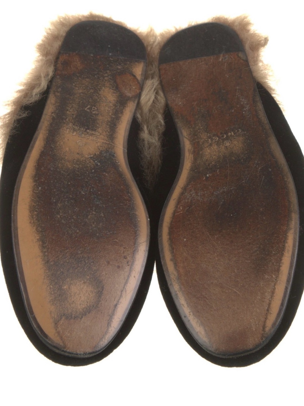 Gucci Black Velvet Fur-Lined Horsebit Backless Mules - Picture 4 of 4